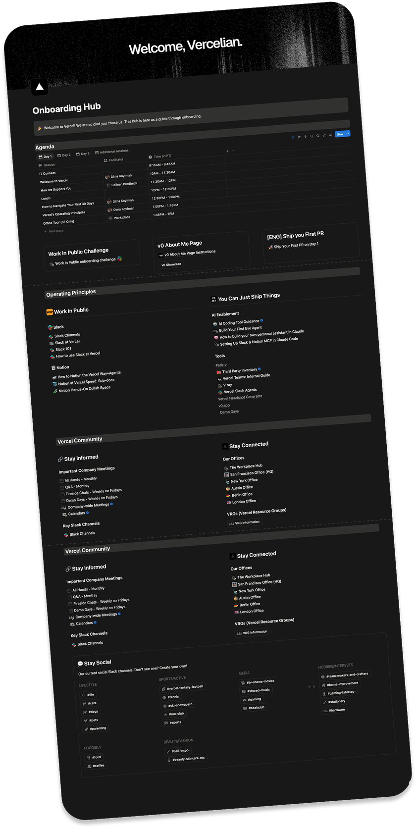 Onboarding hub Notion page