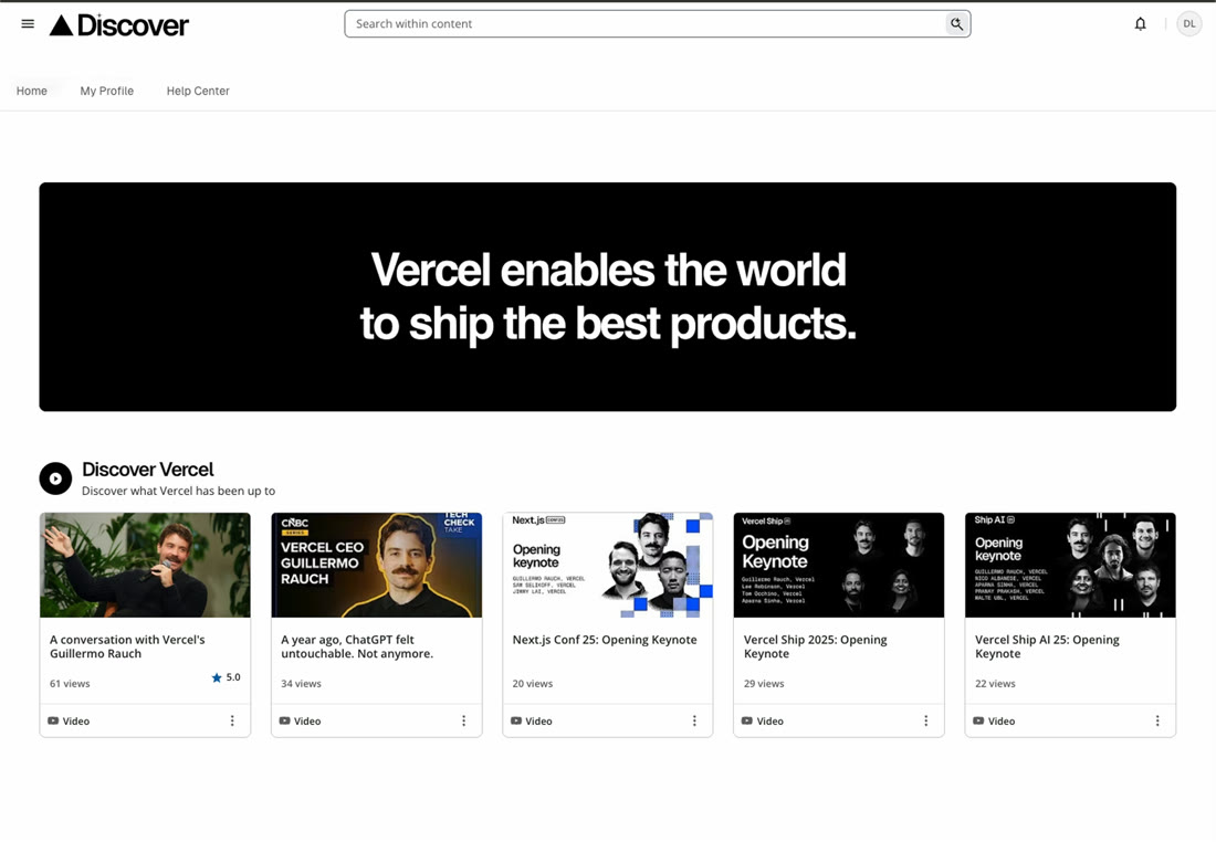 The Discover Vercel page