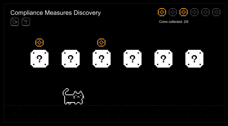 Meet Compliance Cat! A gamified lesson where you play a game to reveal security measures